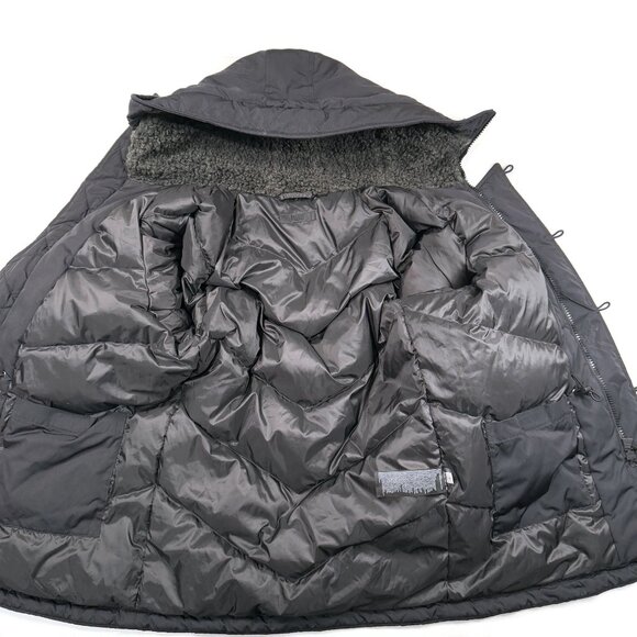 Uniqlo‎ Down Jacket Black Womens Sz 4 Fleece Lined Hood Winter Coat Parka - Picture 4 of 12